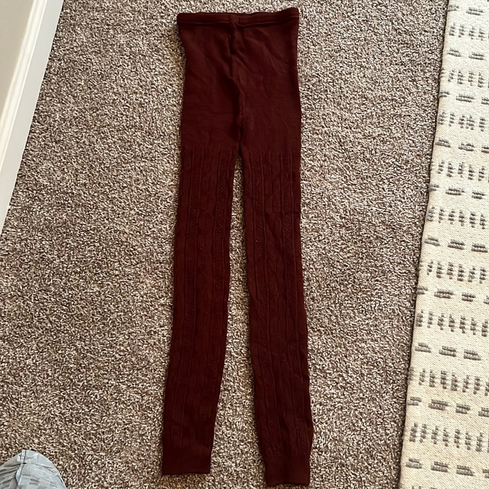 Burgundy sweater leggings
